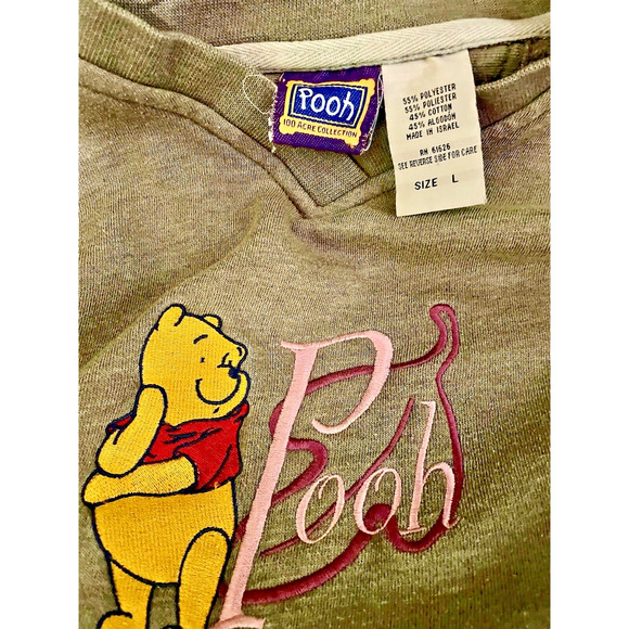 Disney Winnie the Pooh Pullover Sweatshirt Grey Graphic Print - Vintage - Picture 1 of 3